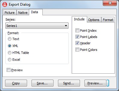 TeeChart導(dǎo)出對話框,數(shù)據(jù)選項卡。 TeeChart導(dǎo)出對話框,數(shù)據(jù)選項卡。